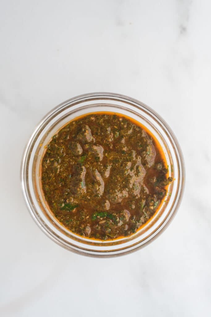 chermoula sauce in food processor jar
