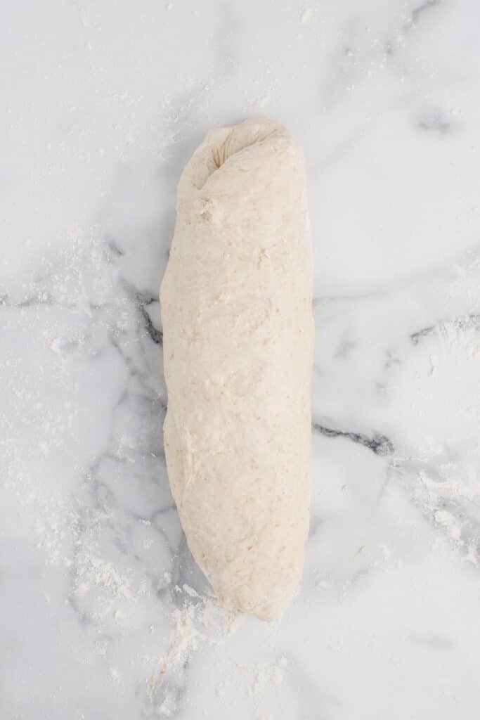 dough shaped into long loaf
