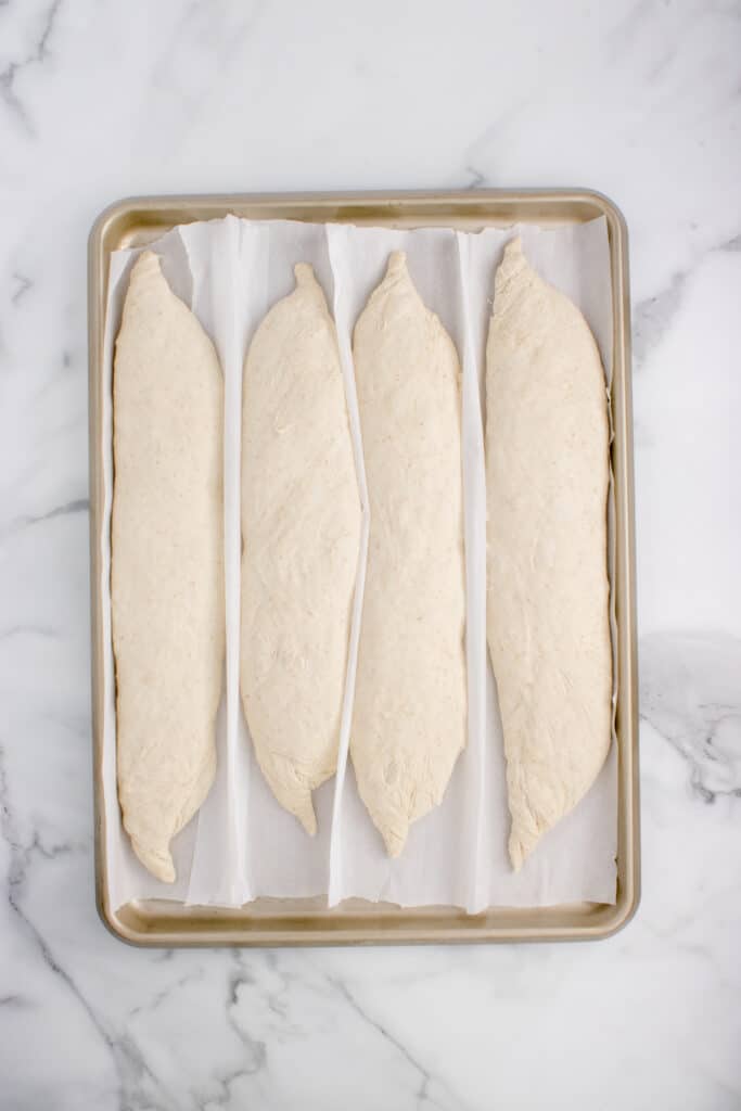baguette loaves on couche ready 
