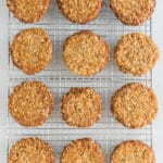 cookies lined up on metal cooling rack