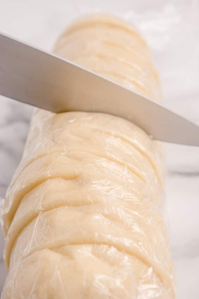 cutting dough into circles
