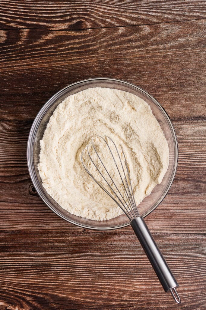 whisking dry ingredients for moroccan pancakes
